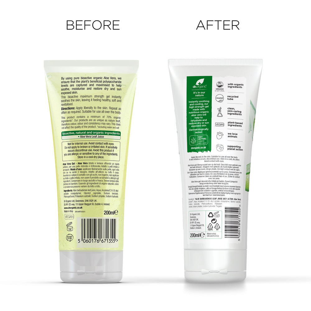 Dr Organic Aloe Vera Gel 200ml eco friendly packaging supports sustainability