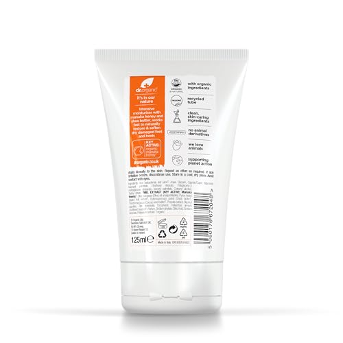 Close-up of the cream texture from Dr Organic Manuka Honey Foot Cream