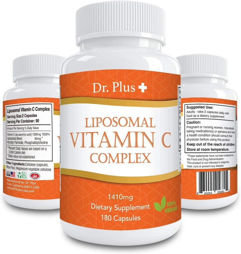 Dr.Plus Liposomal Vitamin C bottle front showing high-dose immune support
