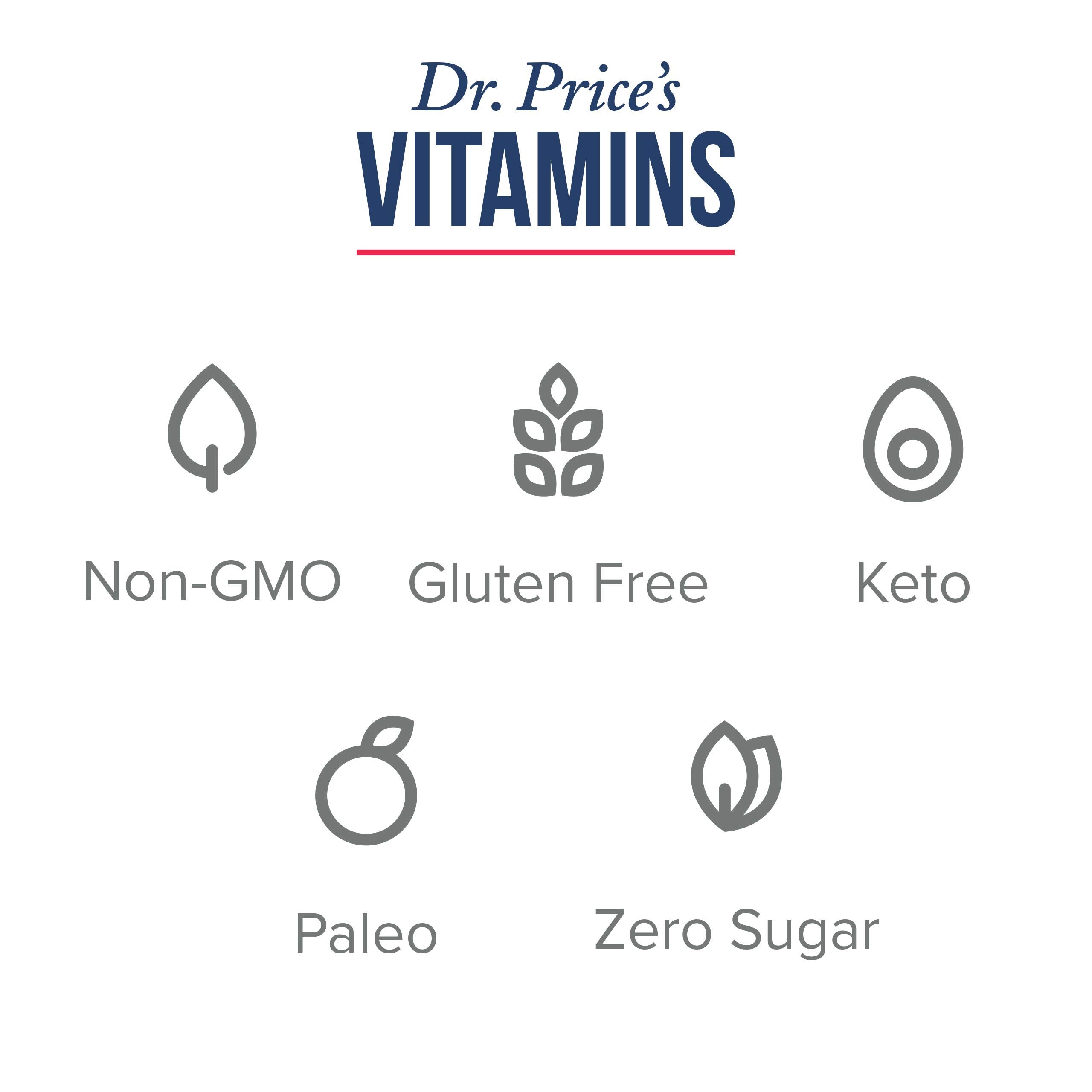 Dr. Price's Cal-Mag Vites family-friendly formula for kids and adults.