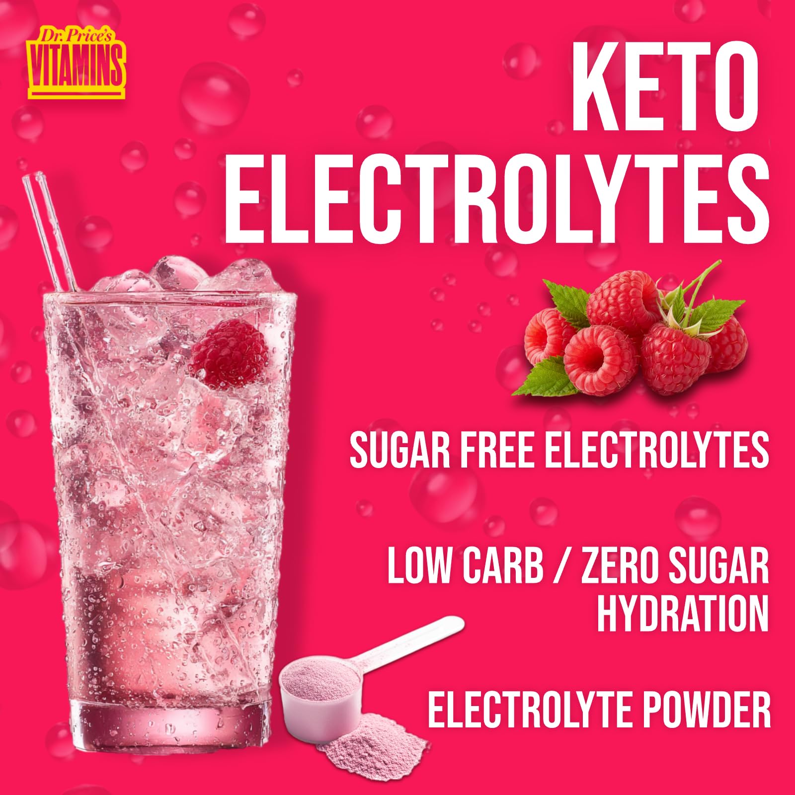 Dr. Price's Electrolytes Raspberry with 72+ trace minerals for recovery
