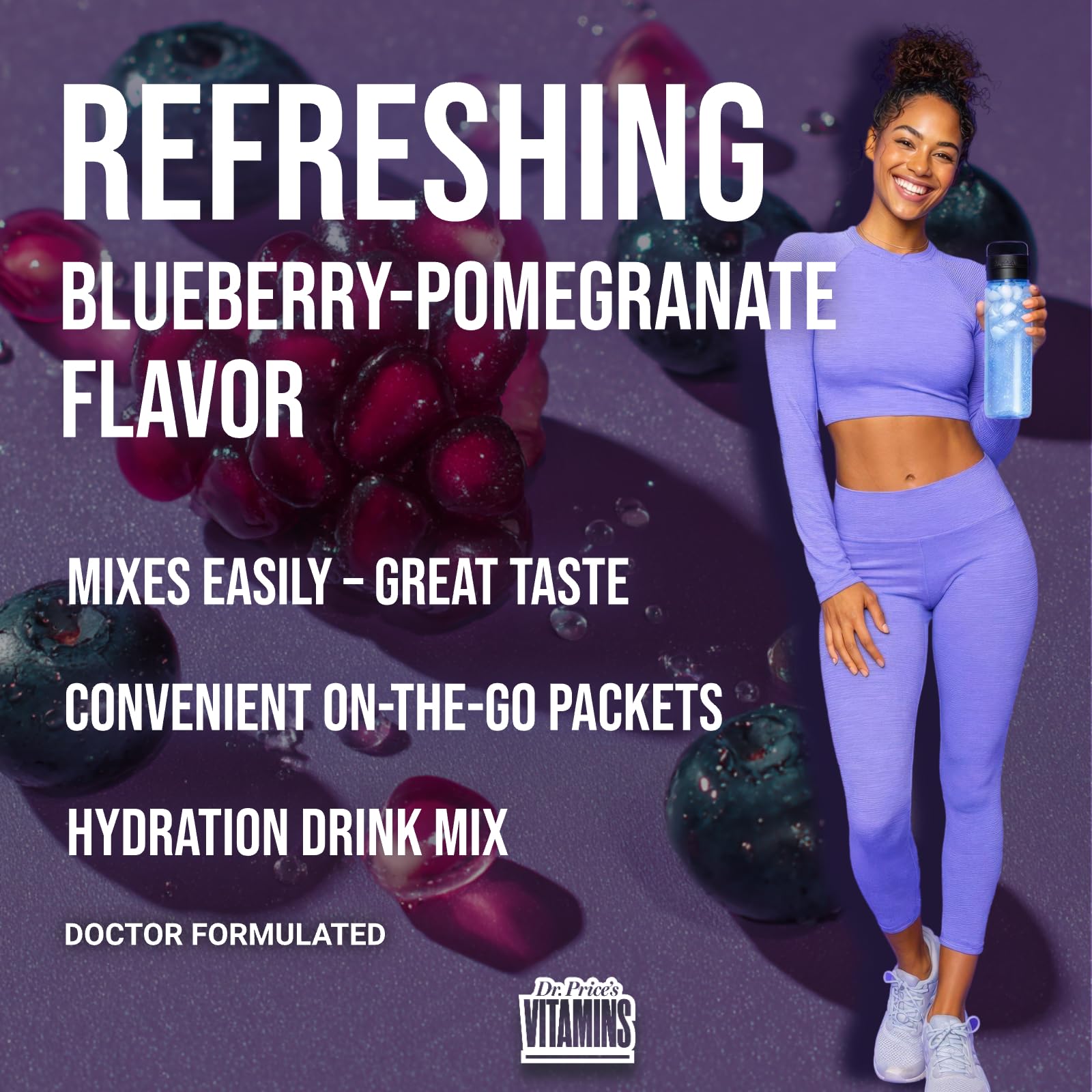 Dr. Price's Electrolytes with athlete gear suggesting performance-friendly hydration