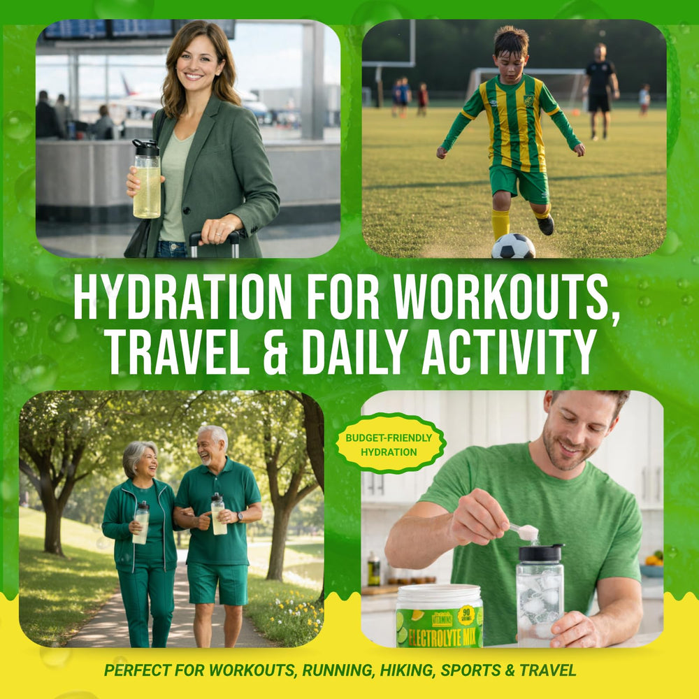 Family-friendly bulk electrolyte powder from Dr. Price’s in Lemon Lime flavor.