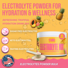 Dr. Price's Electrolytes Tropical mixed-glass showcases a refreshing sugar-free drink.