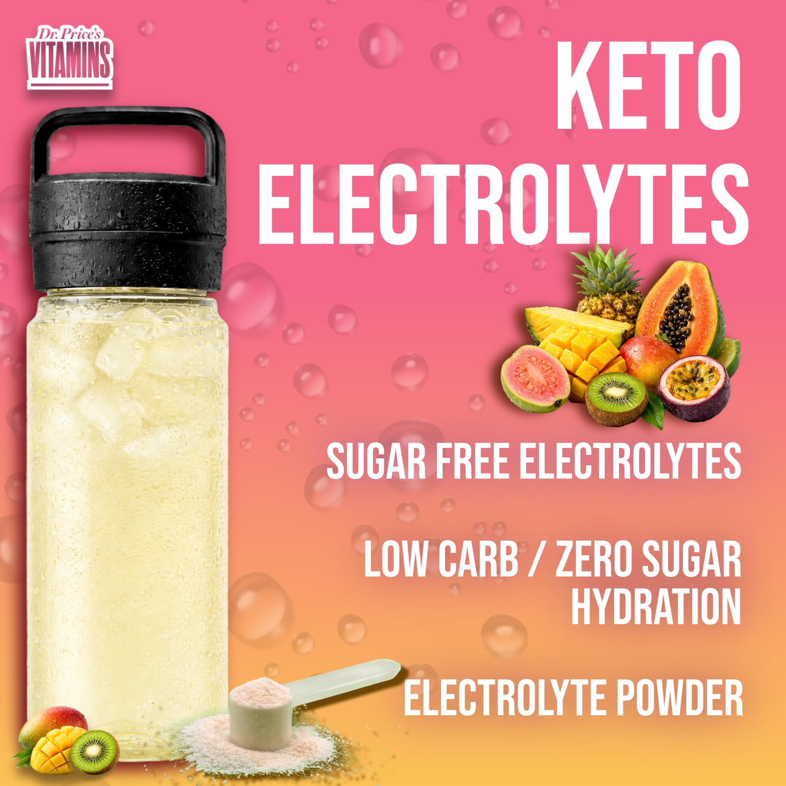 Dr. Price's Electrolytes Tropical travel-packet ready for hot weather workouts.