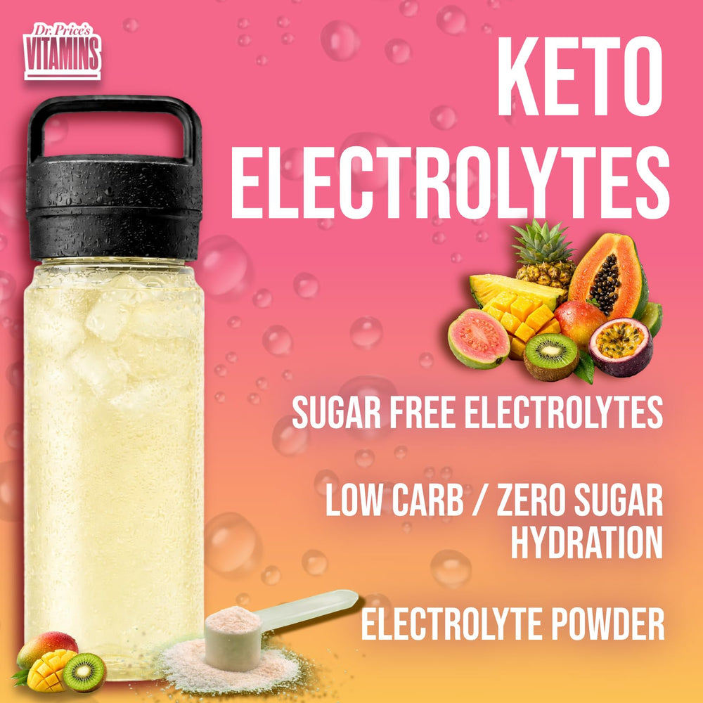 Dr. Price's Electrolytes Tropical travel-packet ready for hot weather workouts.