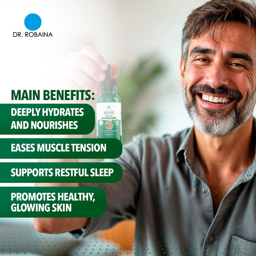 Pouring hemp seed oil into hand for massage use