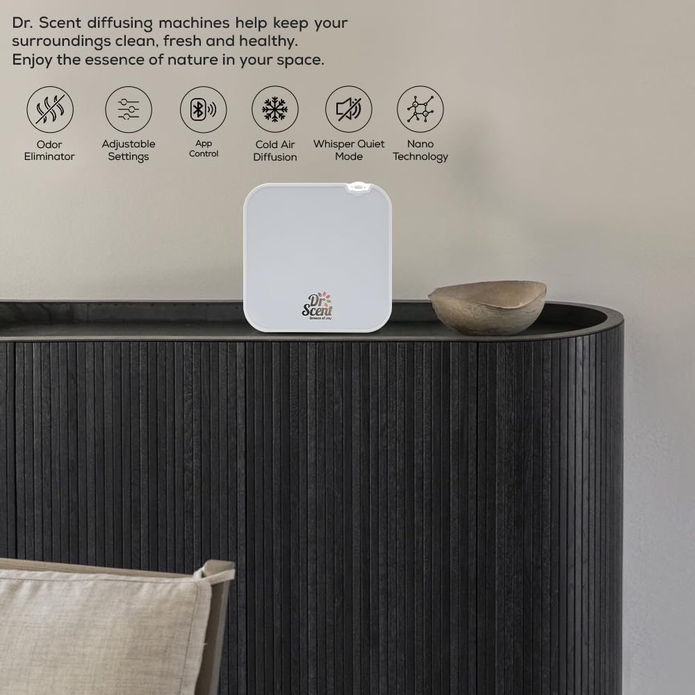 Dr Scent Breeze of Joy Mini Diffuser control panel with app connectivity for remote control.