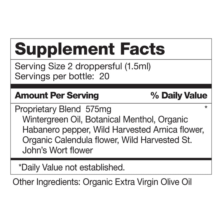 Dr. Schulze's Deep Tissue Oil bottle dispensed from a pump.