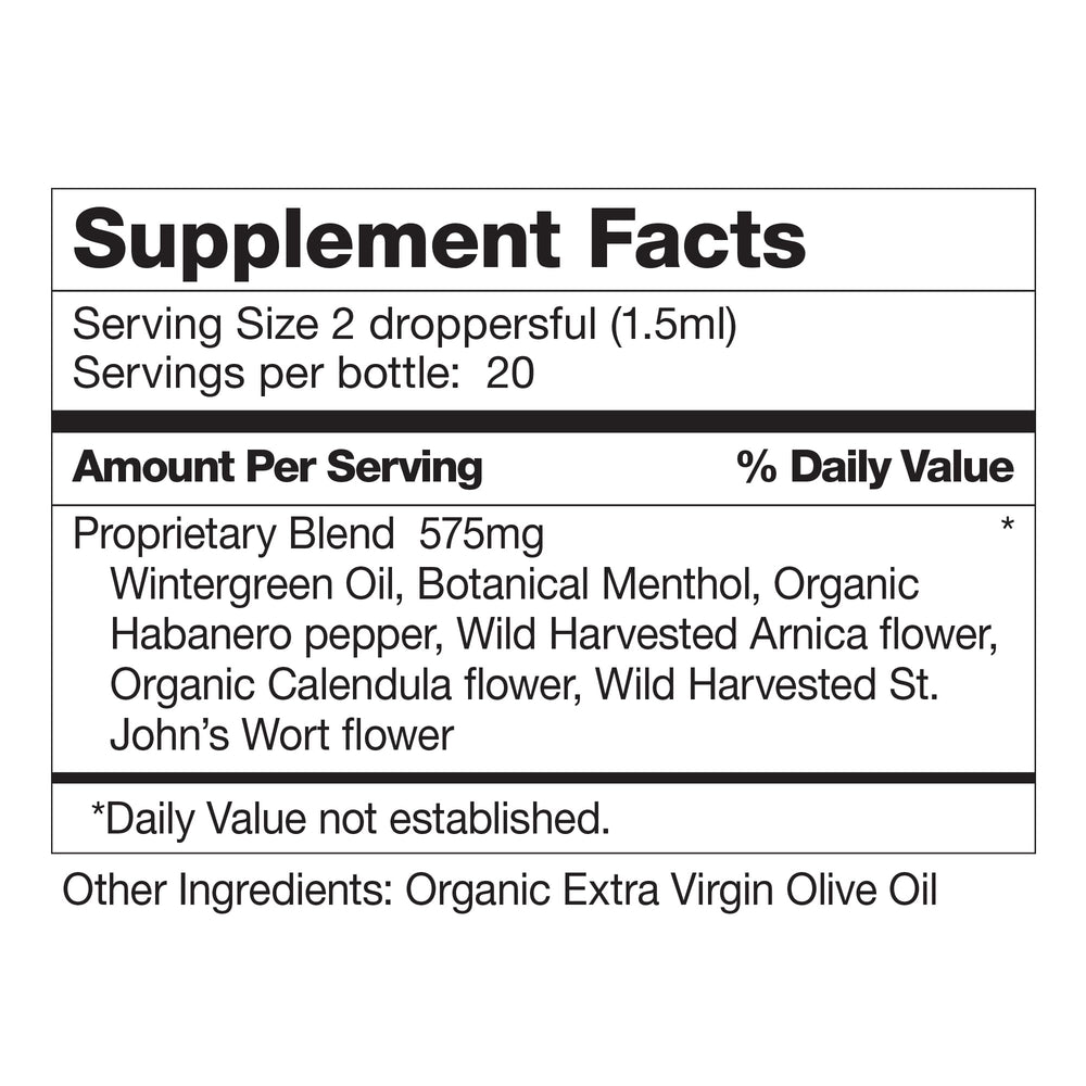 Dr. Schulze's Deep Tissue Oil bottle dispensed from a pump.
