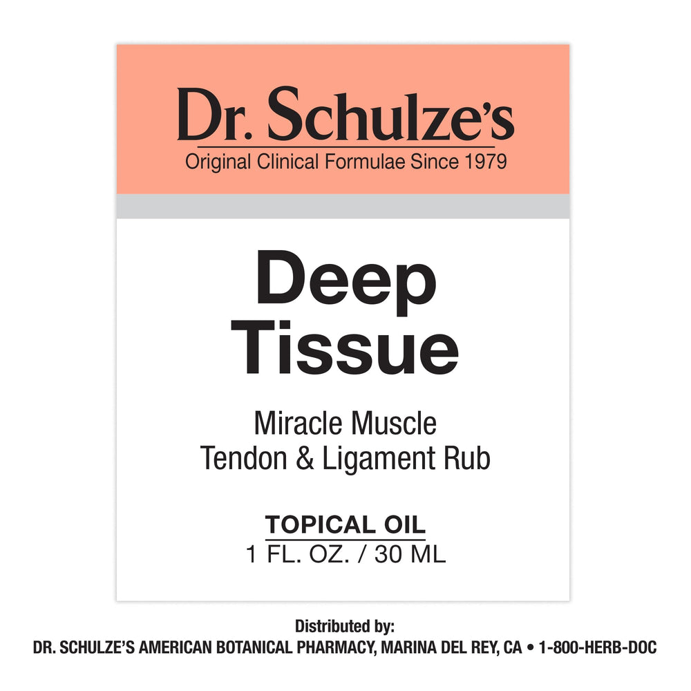 Dr. Schulze's Deep Tissue Oil applied post-workout after exercise sessions.