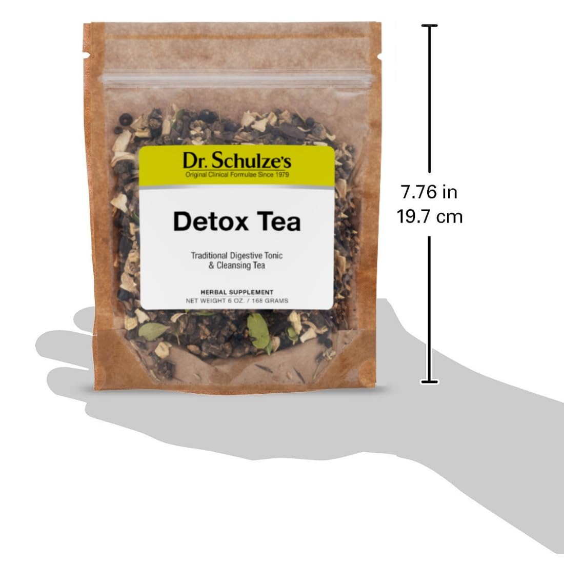 Brewing cup with steam from Dr. Schulze's Detox Tea creates a comforting ritual.