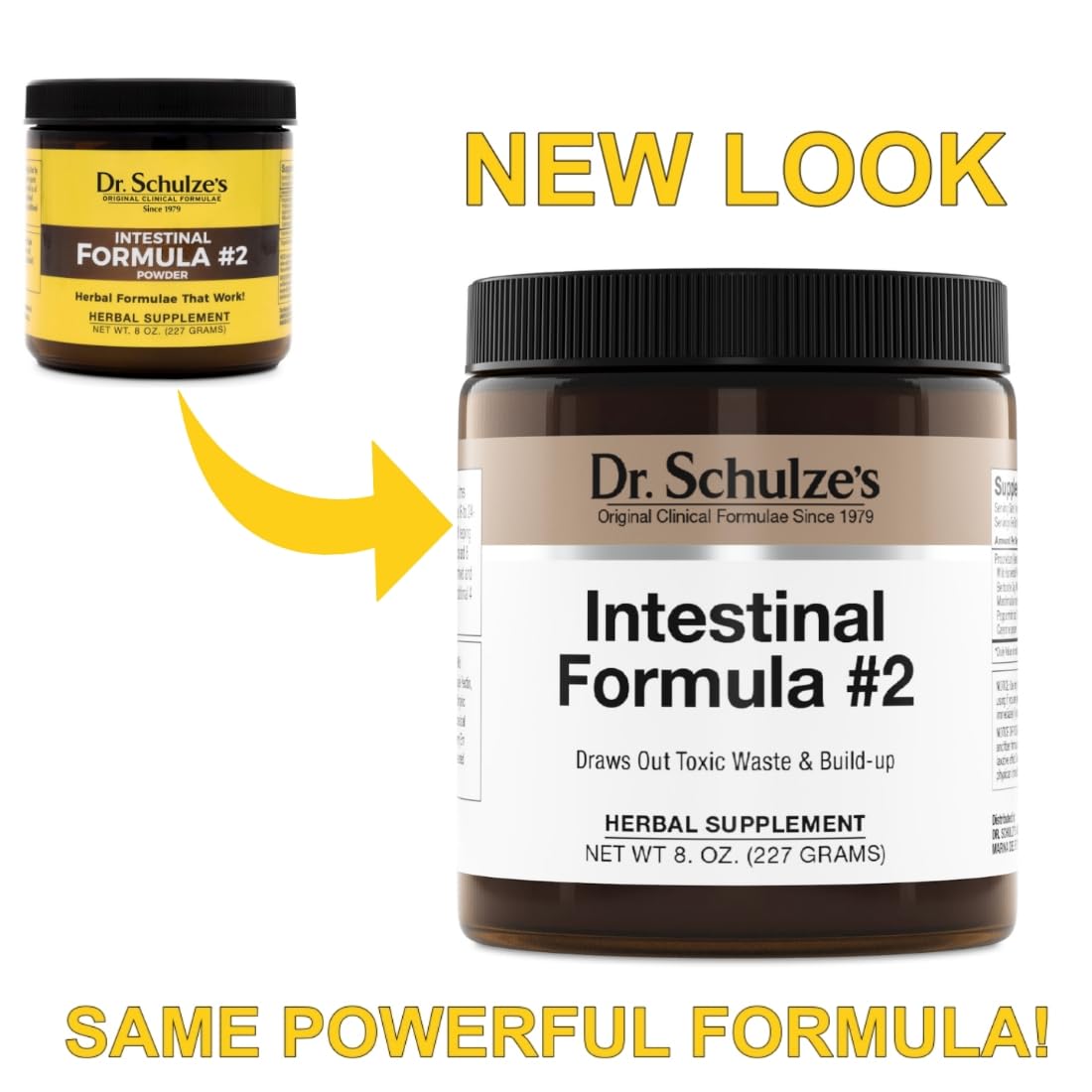 Dr. Schulze's Intestinal Formula #2 bottle label close-up highlighting plant-based ingredients for gentle cleansing