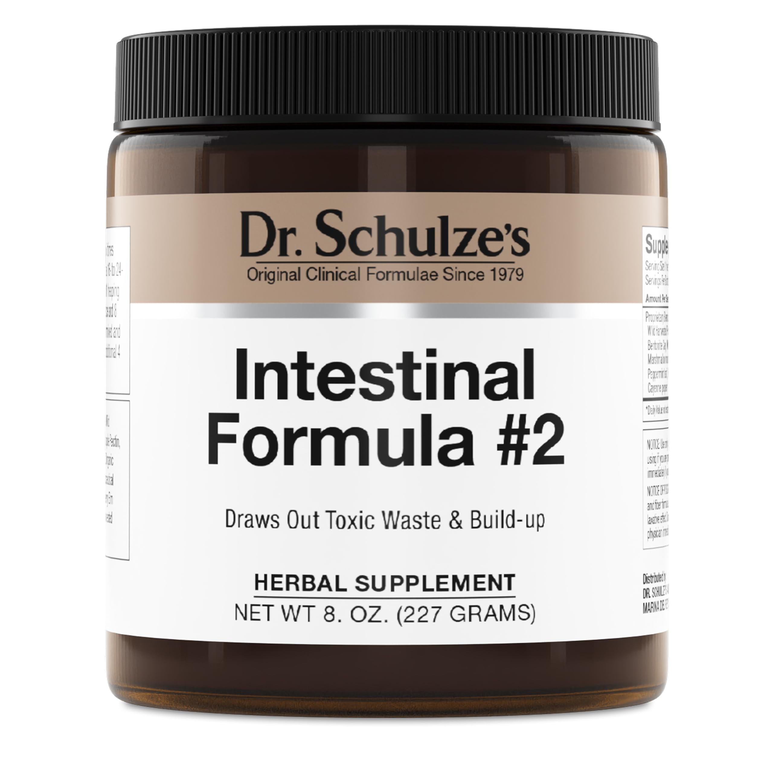 Dr. Schulze's Intestinal Formula #2 bottle with herbal cleanse for daily gut support.