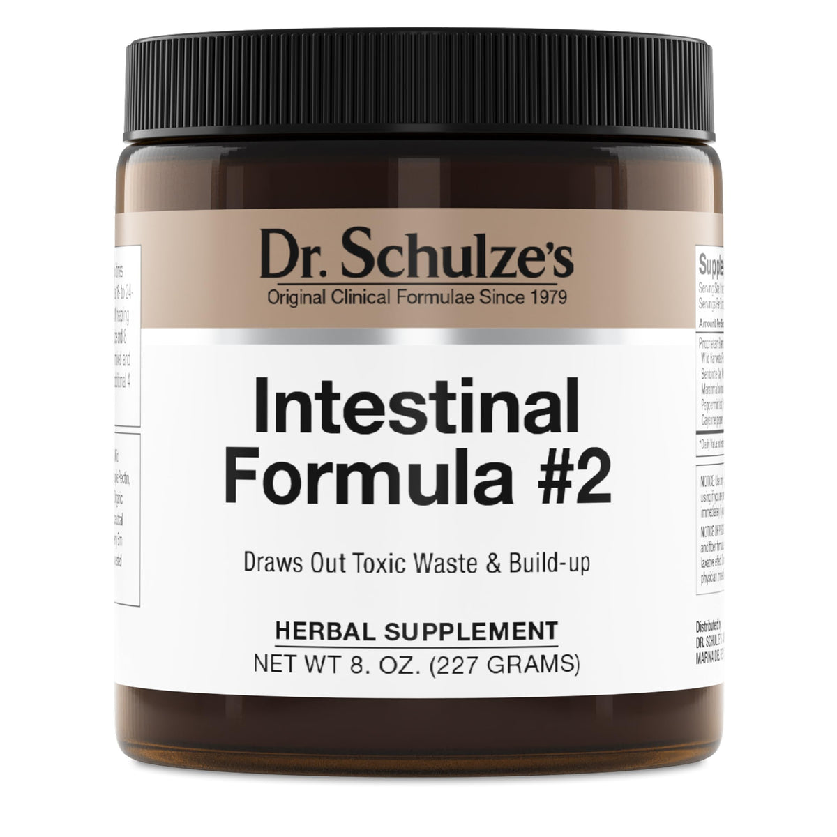 Dr. Schulze's Intestinal Formula #2 bottle with herbal cleanse for daily gut support.