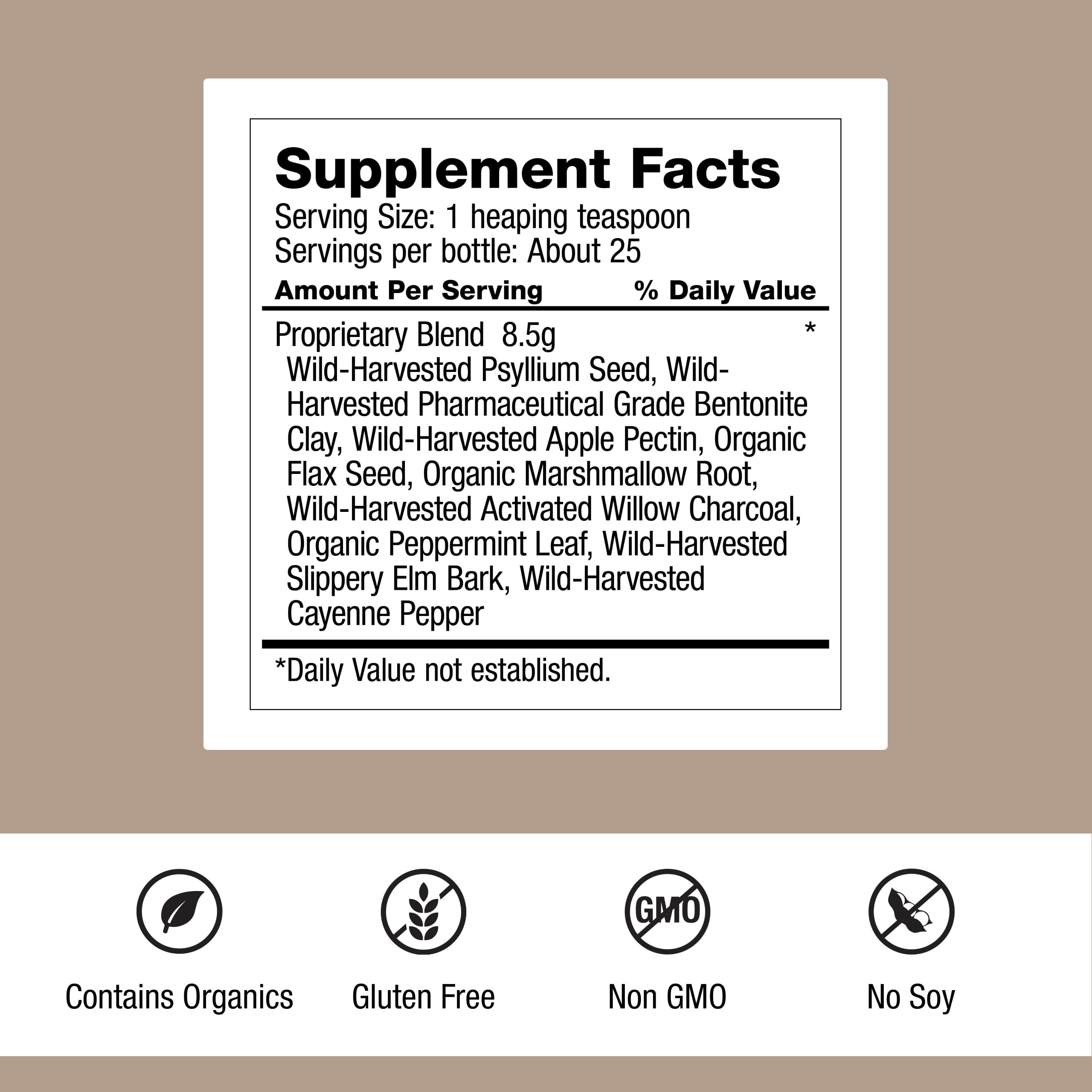 Dr. Schulze's Intestinal Formula #2 label detail highlights vegan, gluten-free ingredients.