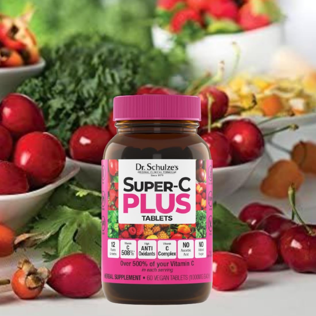 Nutrition panel communicates vitamin C content and supplement details for the product.