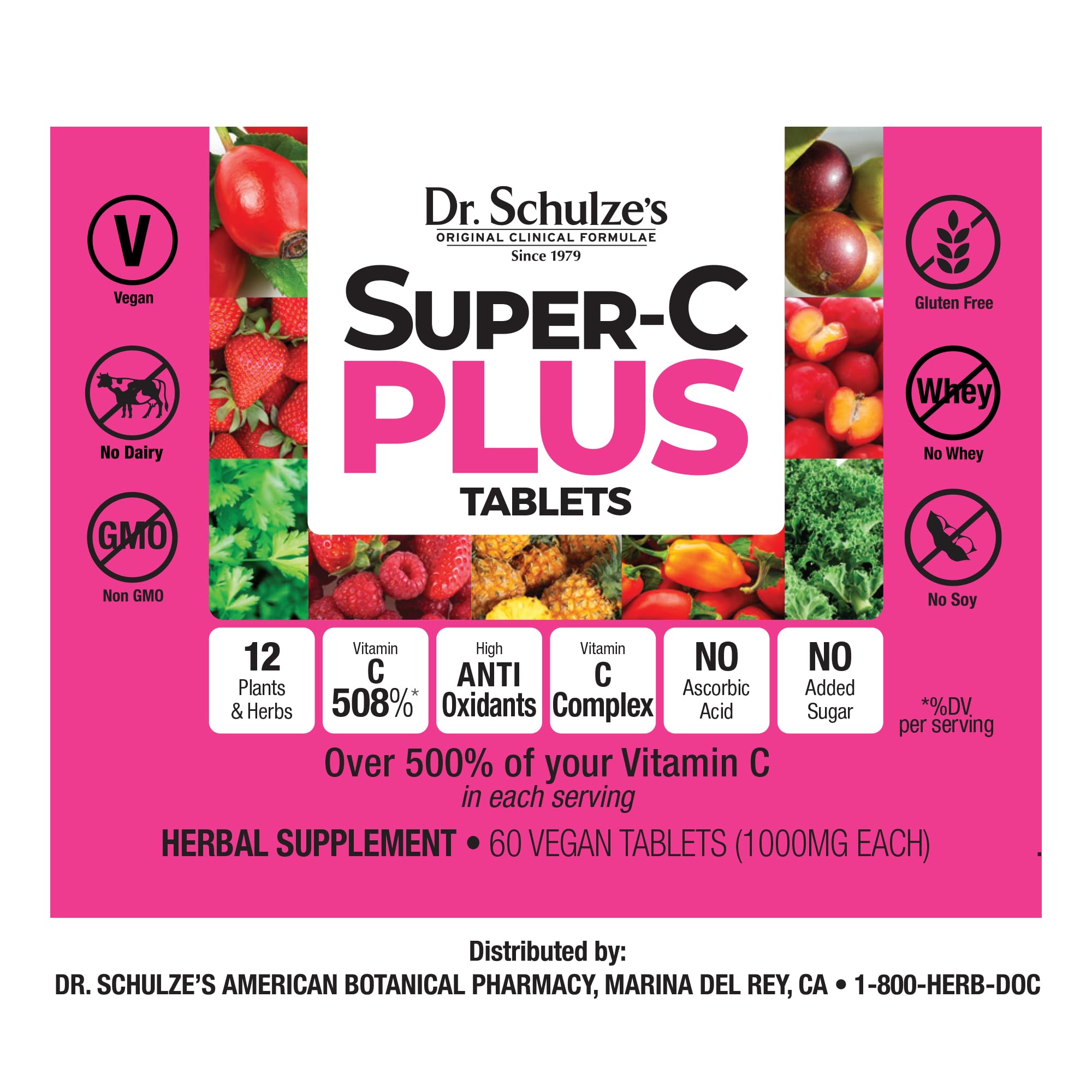 Eco-friendly packaging design for Dr. Schulze's Super-C Plus.