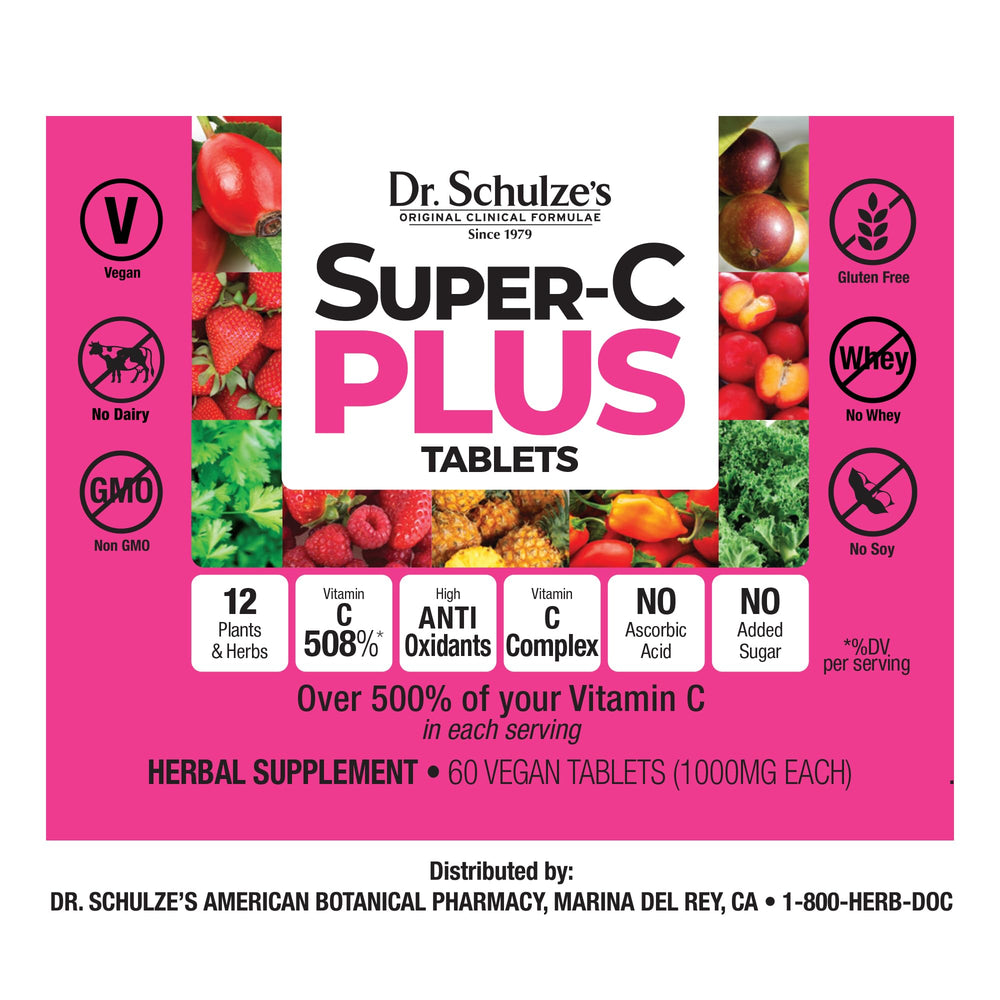 Eco-friendly packaging design for Dr. Schulze's Super-C Plus.