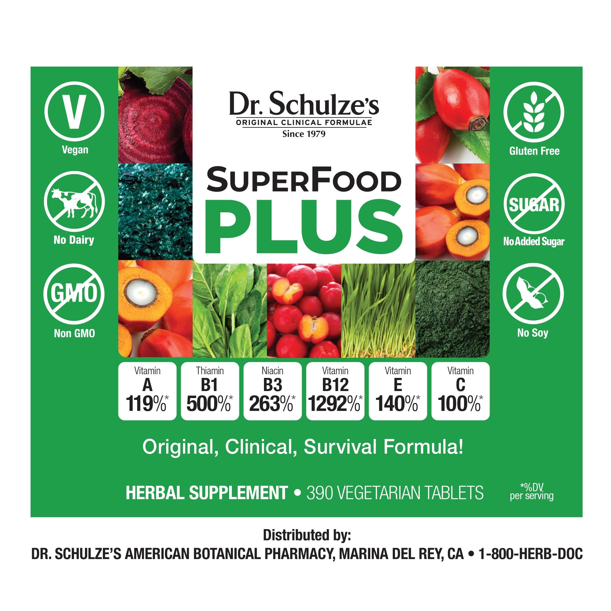 Natural greens blend used in Dr. Schulze's SuperFood Plus ingredients