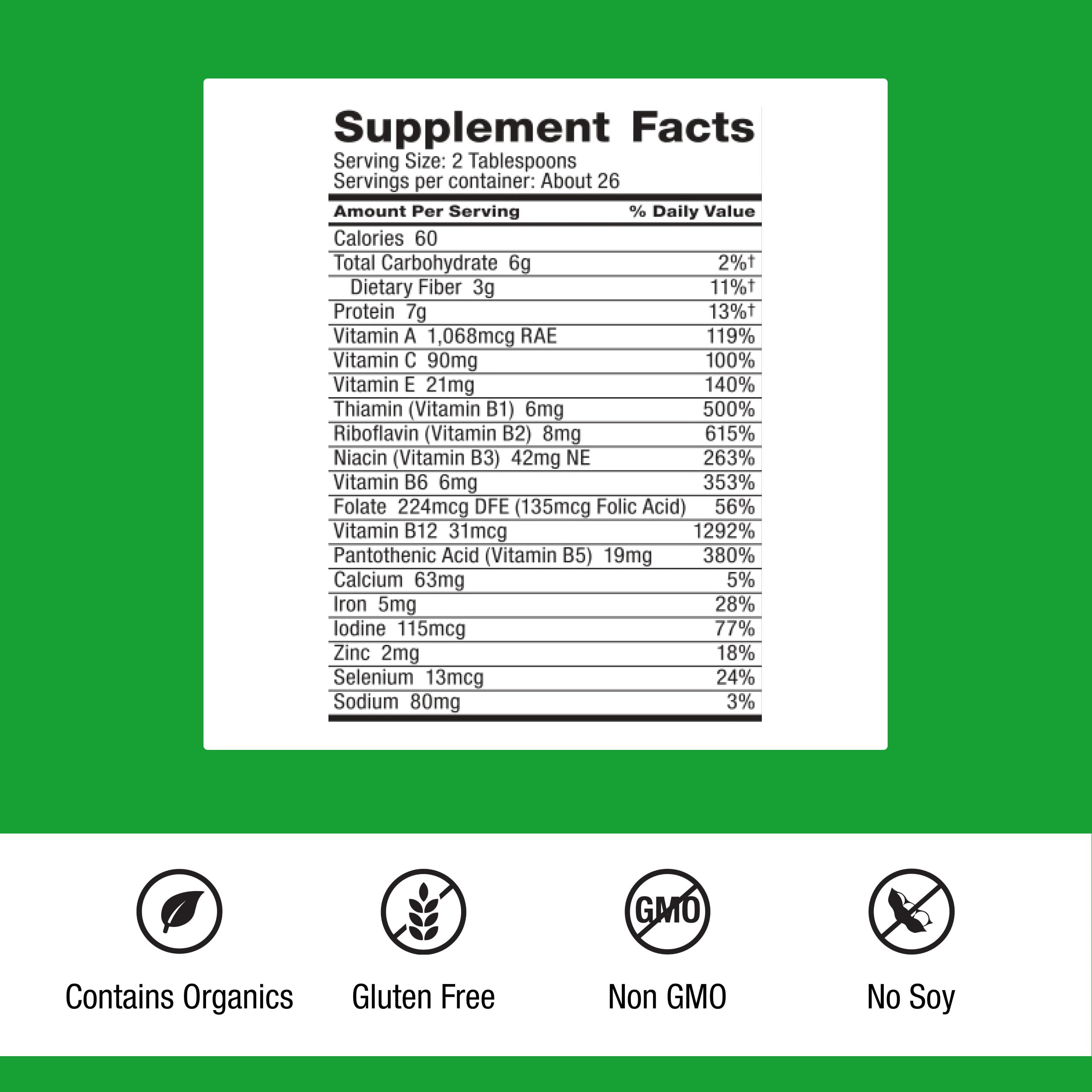 Dr. Schulze's SuperFood Plus tub close-up highlighting plant-based nutrition