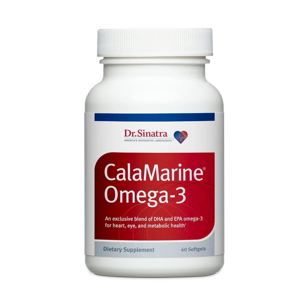 Dr. Sinatra CalaMarine bottle front showing sustainable, heart-friendly omega-3 supplement.