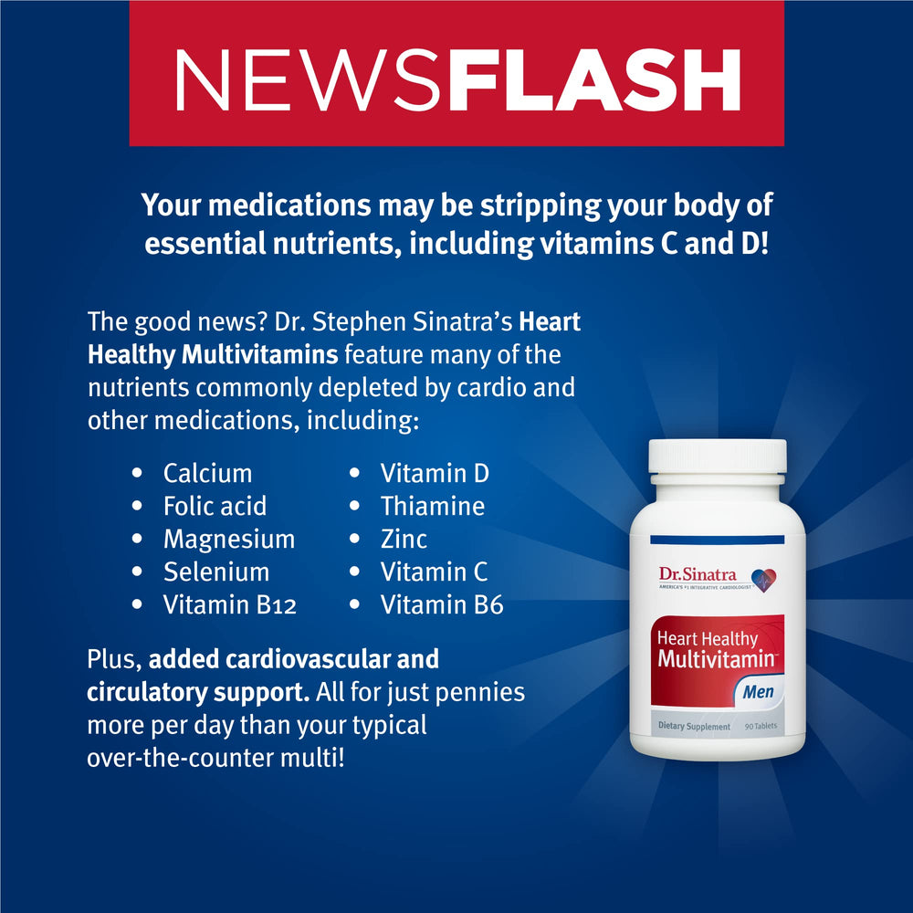 Lifestyle shot of Dr. Sinatra Heart Healthy Men suggests an easy daily routine