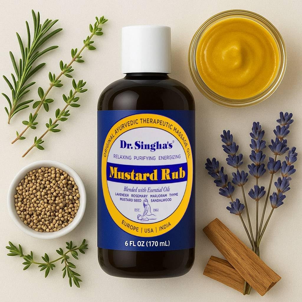 Ayurvedic herbs close-up in Dr. Singha's Mustard Rub