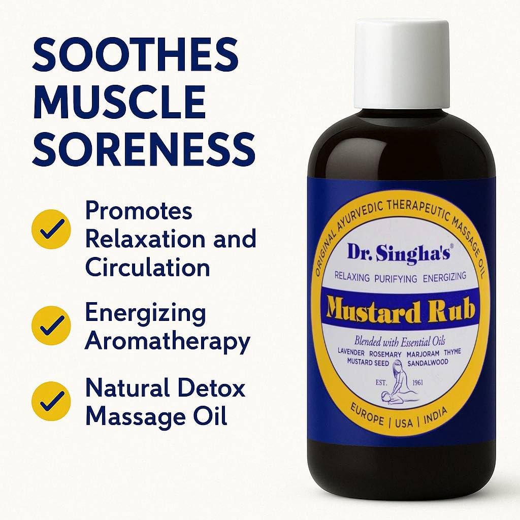 Hands applying Dr. Singha's Mustard Rub during a calming massage
