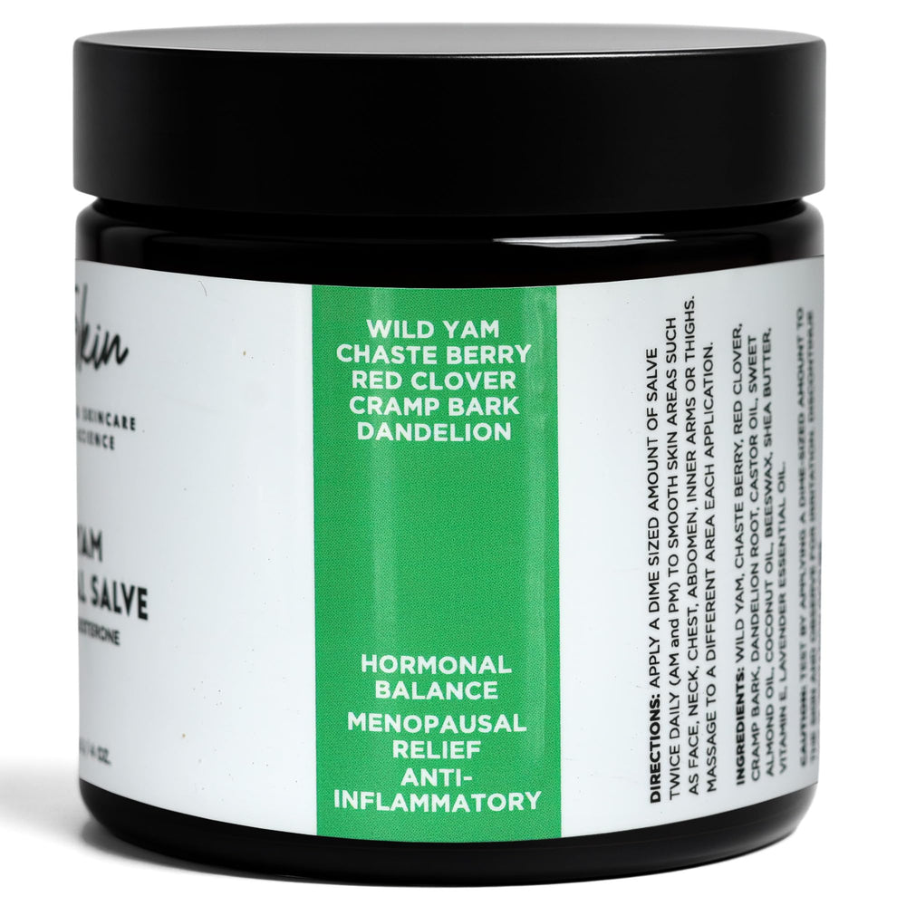 Dr Skin BEAUTY wild yam cream jar closeup shows creamy texture for quick absorption.