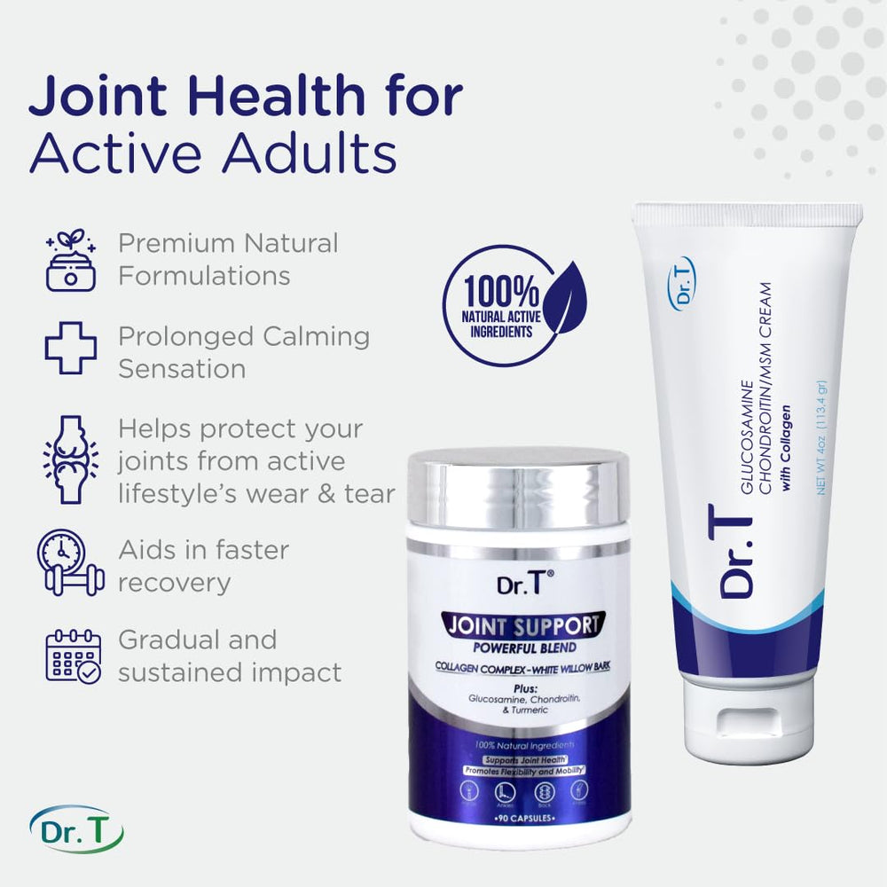 Dr. T collagen-glucosamine-chondroitin bundle image highlights joint support