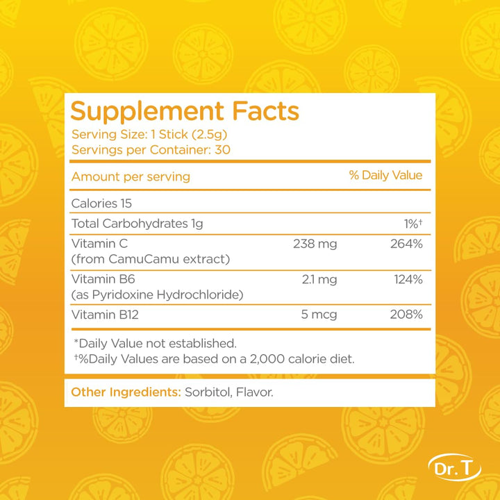 Dr. T Morning Boost direct-to-mouth packs offering quick, water-free nutrition