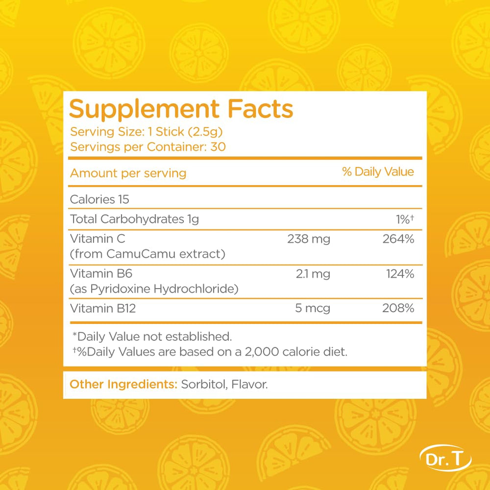 Dr. T Morning Boost direct-to-mouth packs offering quick, water-free nutrition