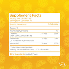 Dr. T Morning Boost direct-to-mouth packs offering quick, water-free nutrition