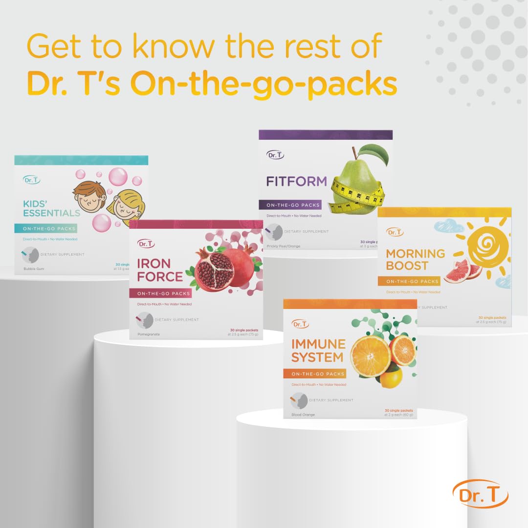 Dr. T Morning Boost portable single-serve packs for busy mornings
