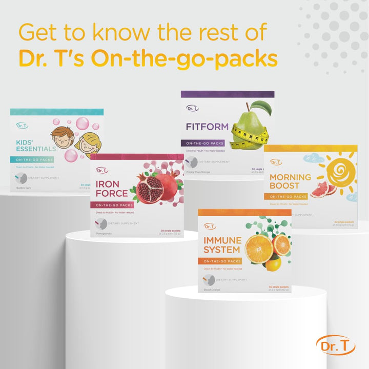 Dr. T Morning Boost portable single-serve packs for busy mornings