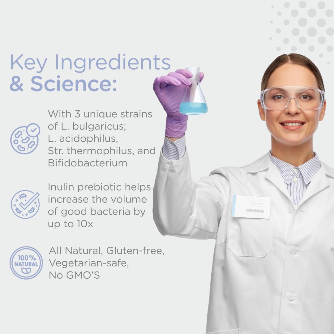 Dr. T Synbiotic capsules against fresh fruit backdrop
