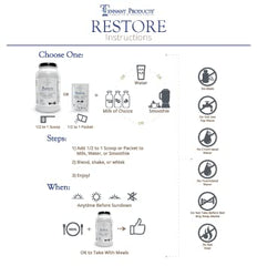 Vanilla shake made with Dr. Tennant's Restore for a convenient meal alternative
