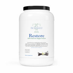 Dr. Tennant's Restore vanilla tub front for daily nutrition support