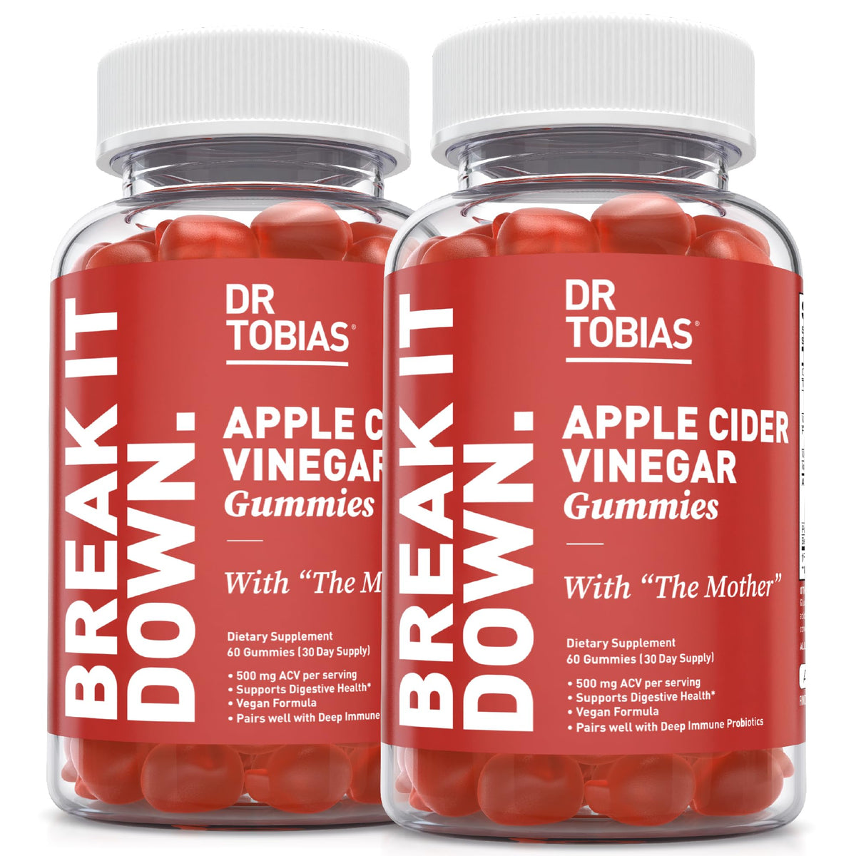 Dr. Tobias Apple Cider Vinegar Gummies bottle shows vegan daily wellness support.