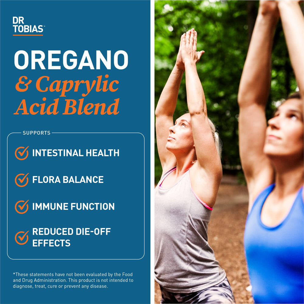 Dr. Tobias capsules in hand illustrate convenient gut health supplementation