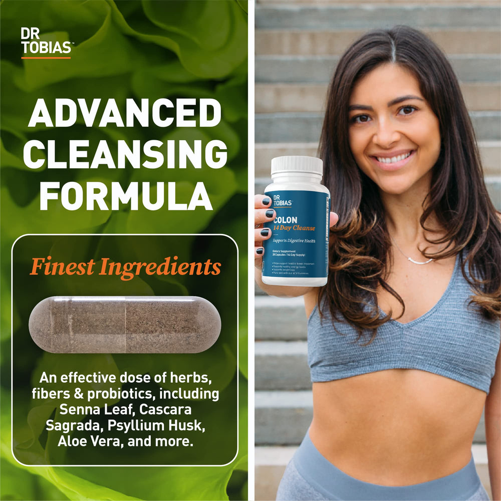 Dr. Tobias Colon Cleanse bottle side angle showcases packaging for detox.