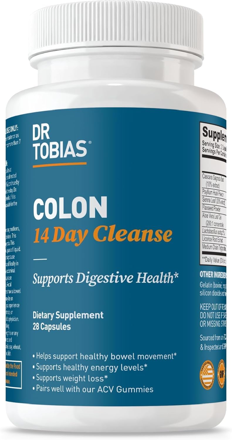 Dr. Tobias Colon Cleanse bottle with 28 capsules for daily use.