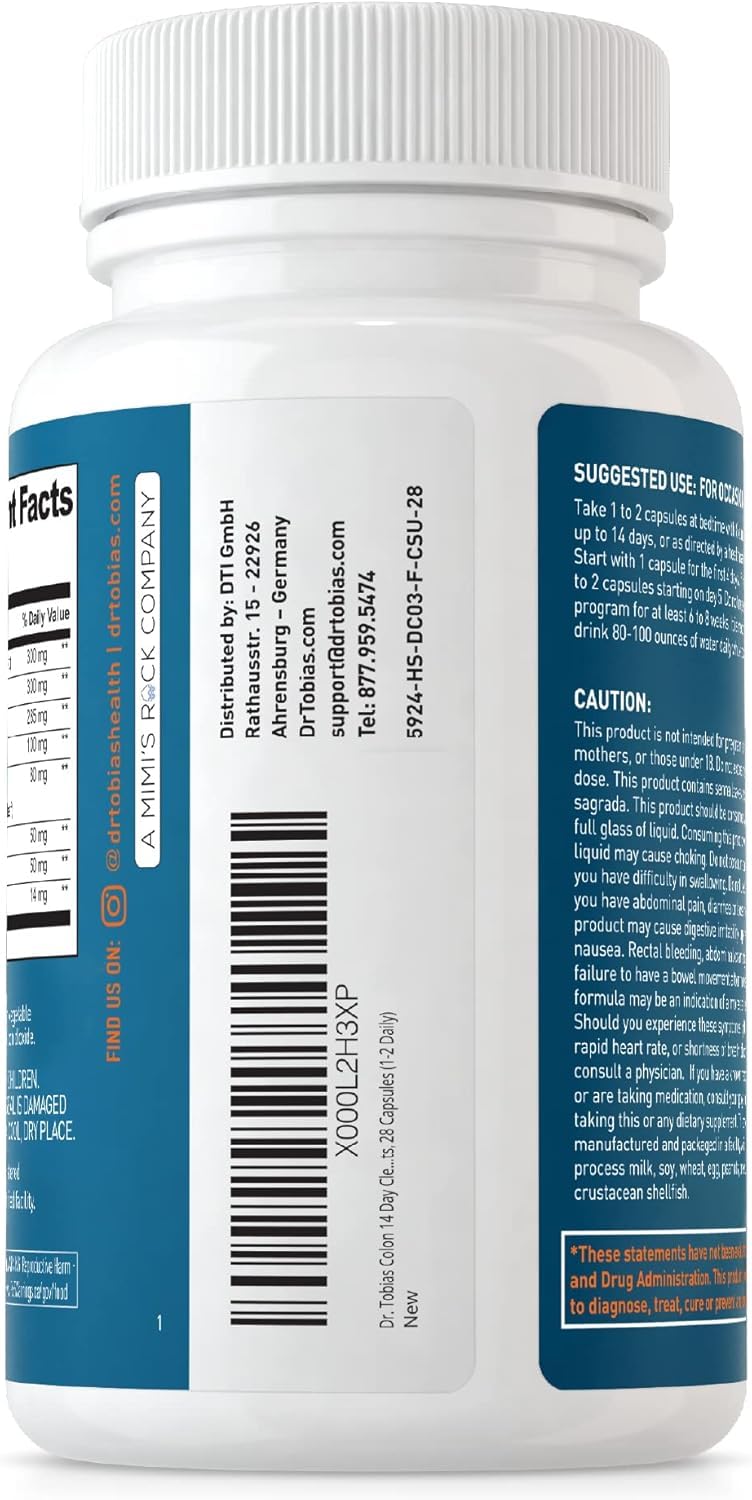 Dr. Tobias Colon Cleanse 1-2 capsules daily for digestion support.