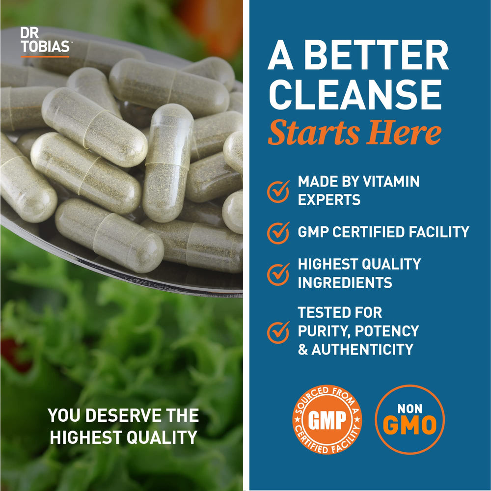 Dr. Tobias Colon Cleanse label closeup mentions probiotic blend.