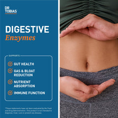 Dr. Tobias Digestive Enzymes bottle pouring capsules for meals