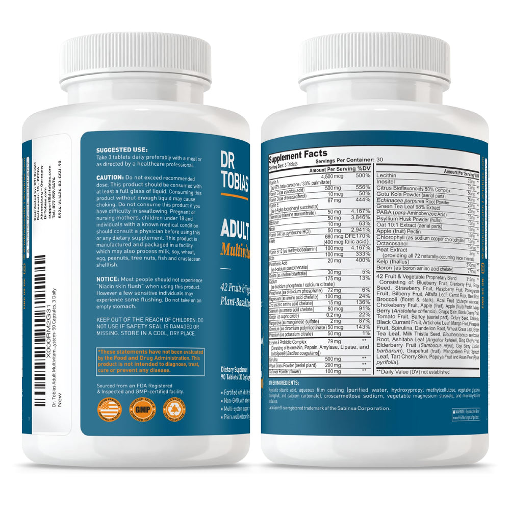 Dr. Tobias GMP facility badge signals quality manufacturing and consistent potency.
