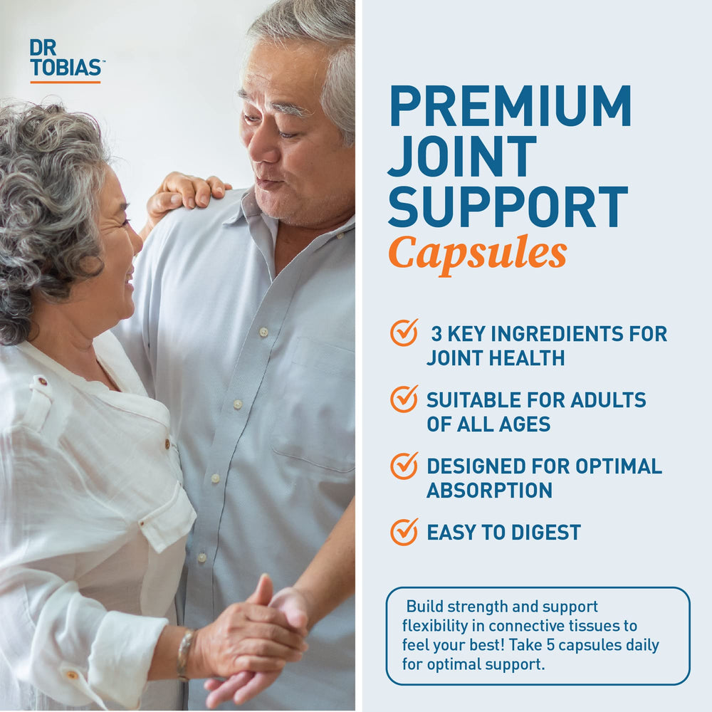Dr. Tobias Joint Support capsules being poured for daily joint maintenance.