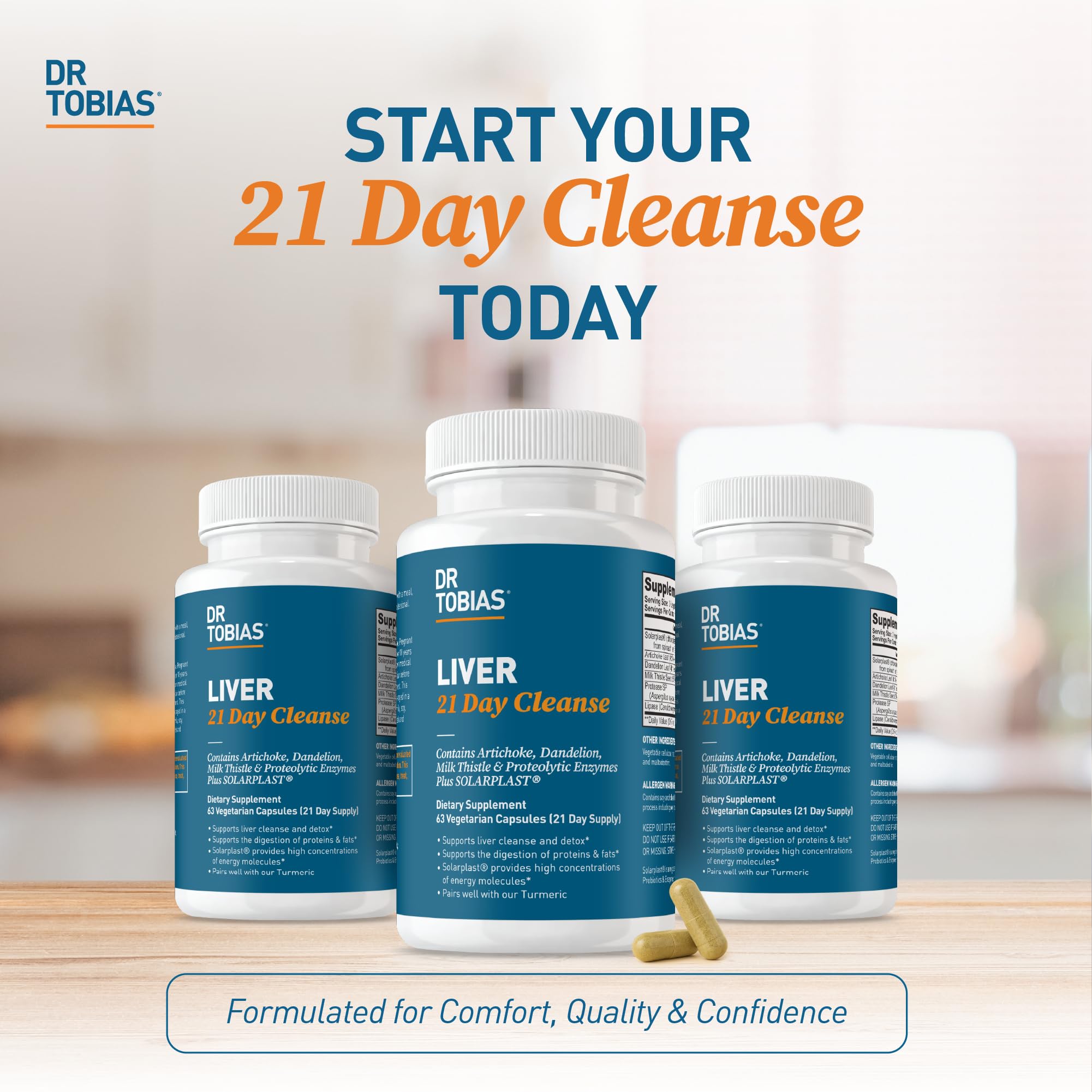 Dr. Tobias Liver 21 Day Cleanse packaging and GMP USA manufacturing details