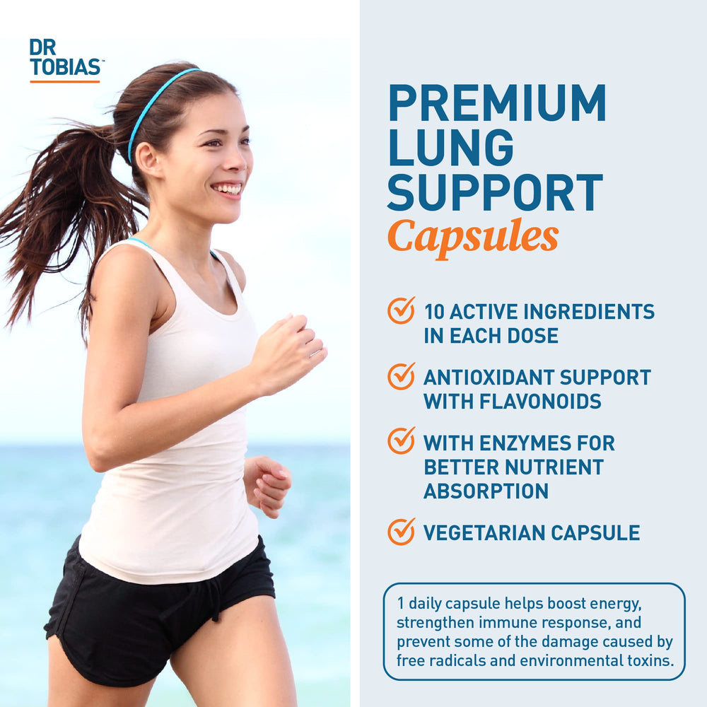 Lung Health bottle label highlighting vitamin C and enzyme blend
